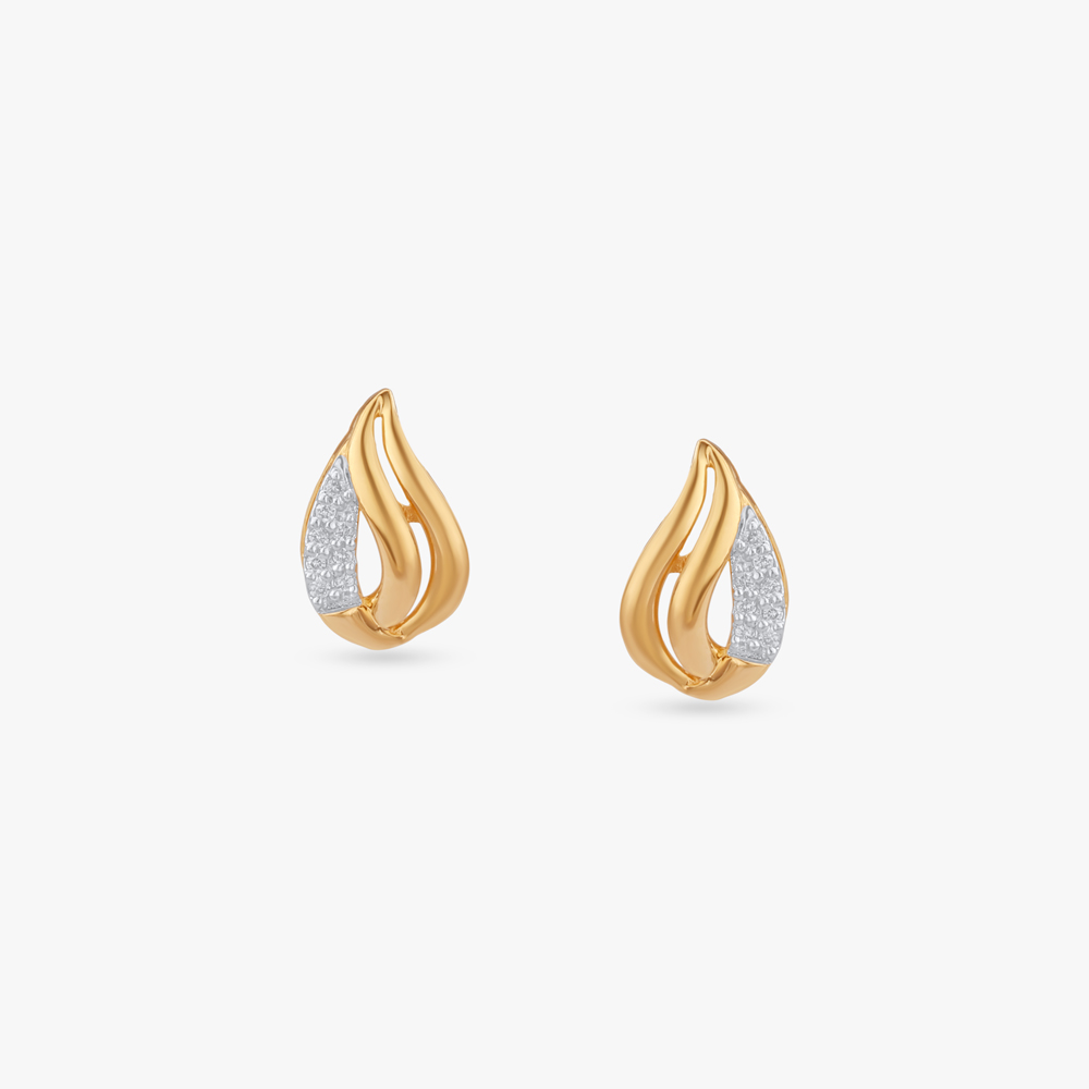 Flowing Leaf Diamond Stud Earrings,,hi-res image number null