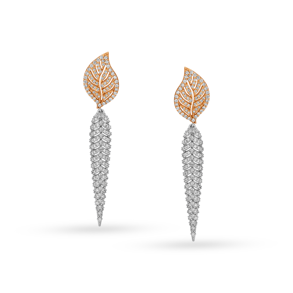 Picturesque 18 Karat Dual Gold And Diamond Earrings