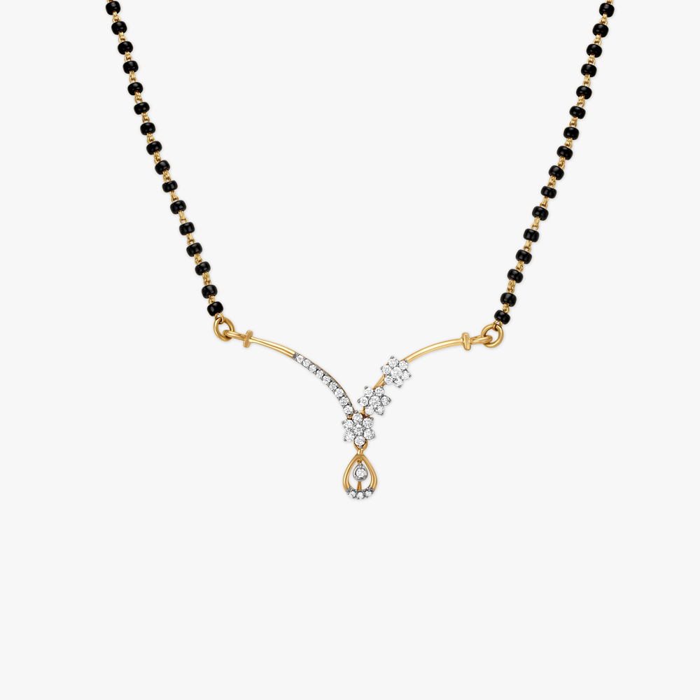Dainty Floral Diamond Mangalsutra,,hi-res image number null
