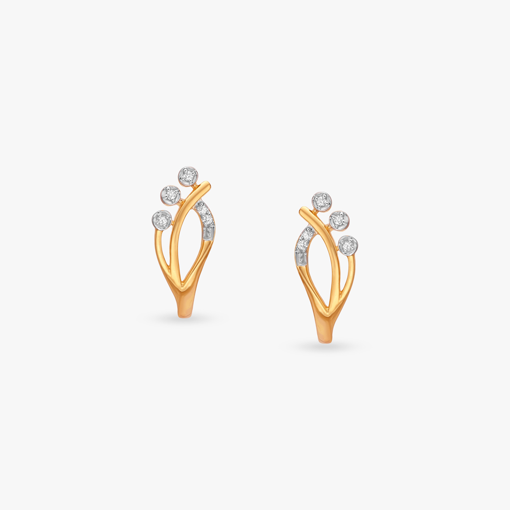 Blooming Branch Diamond Hoop Earrings,,hi-res image number null