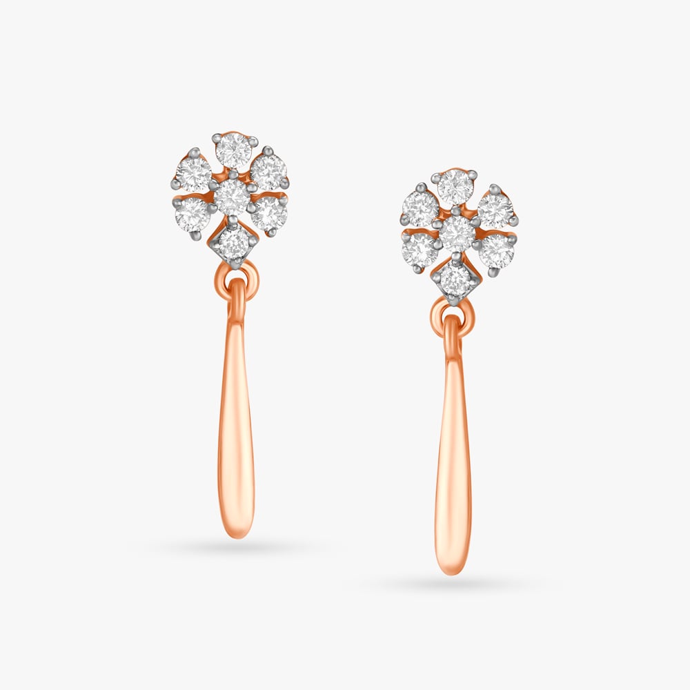 Floral Grace Diamond Drop Earrings,,hi-res image number null