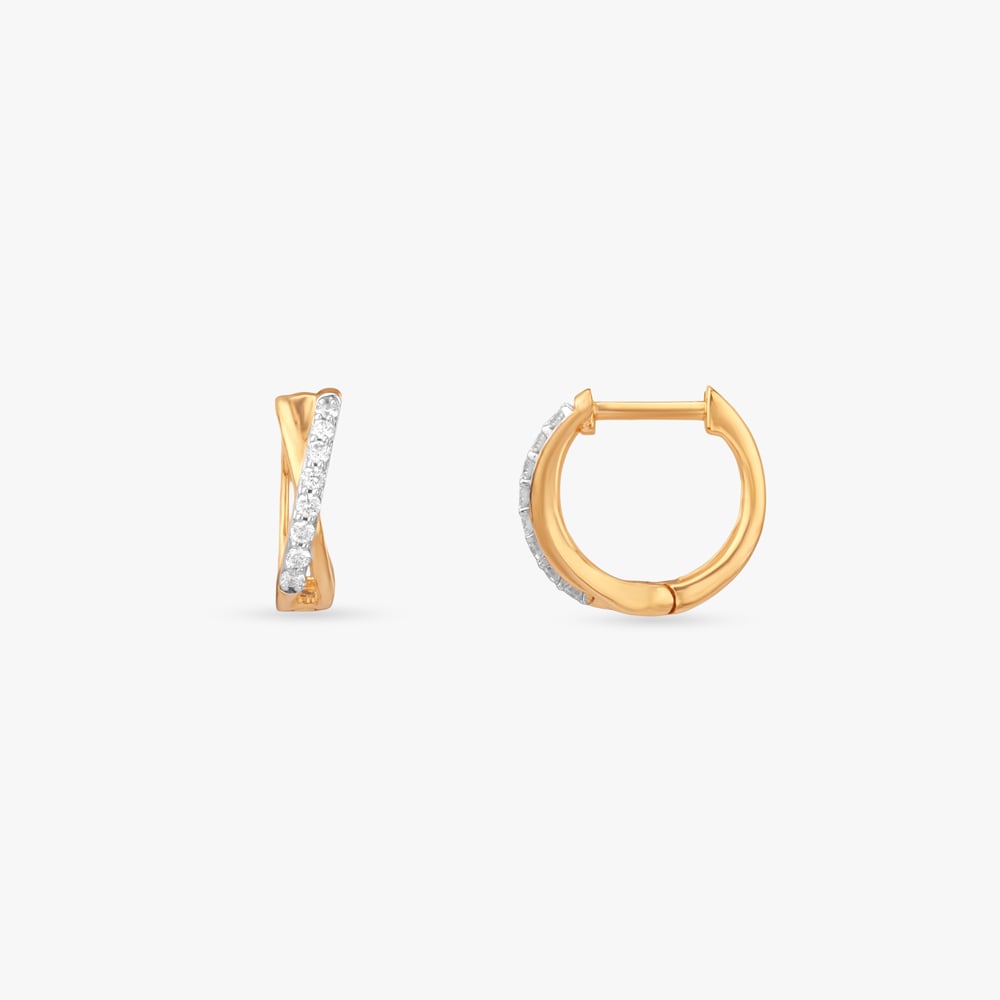 Crossover Gleam Diamond Hoop Earrings,,hi-res image number null