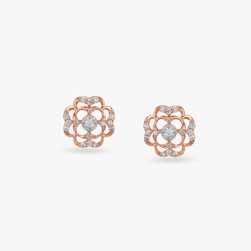 Floral Grace Diamond Drop Earrings,,hi-res image number null