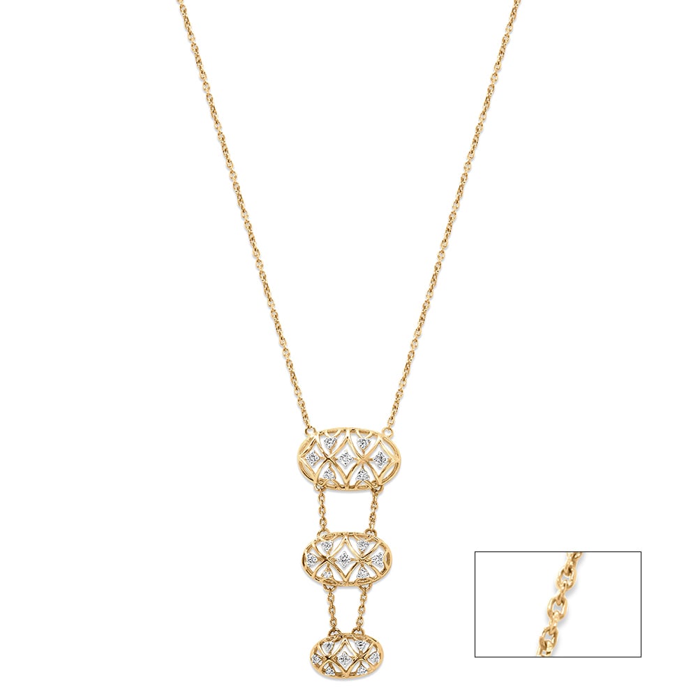 14 KT Yellow Gold Delicate Polki Diamond Necklace,,hi-res image number null