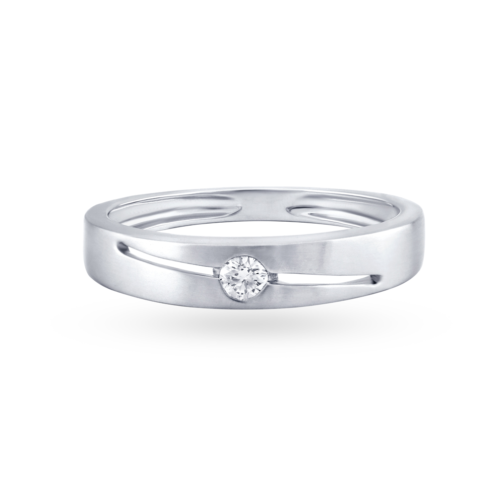 Sparkling Ridged Platinum and Diamond Ring,,hi-res image number null