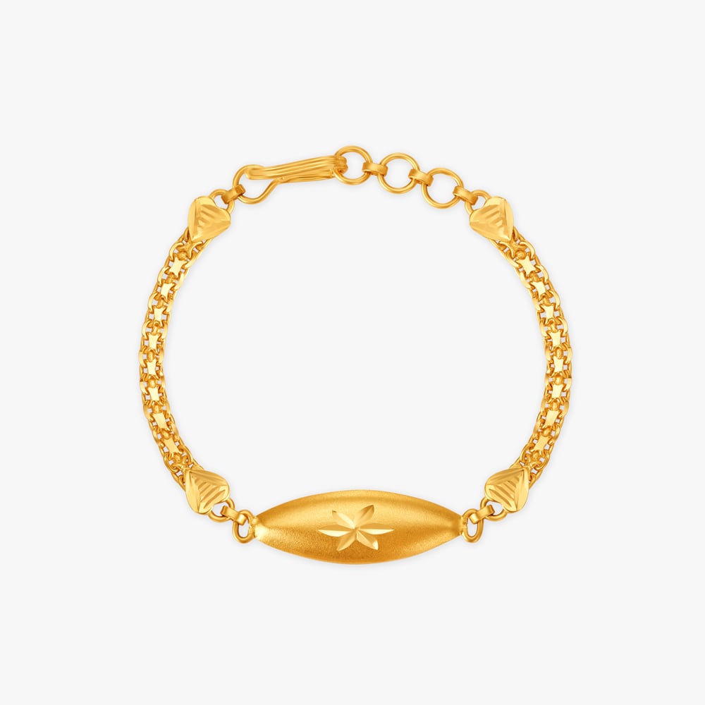 Charming Textured Floral Gold Bracelet for Kids