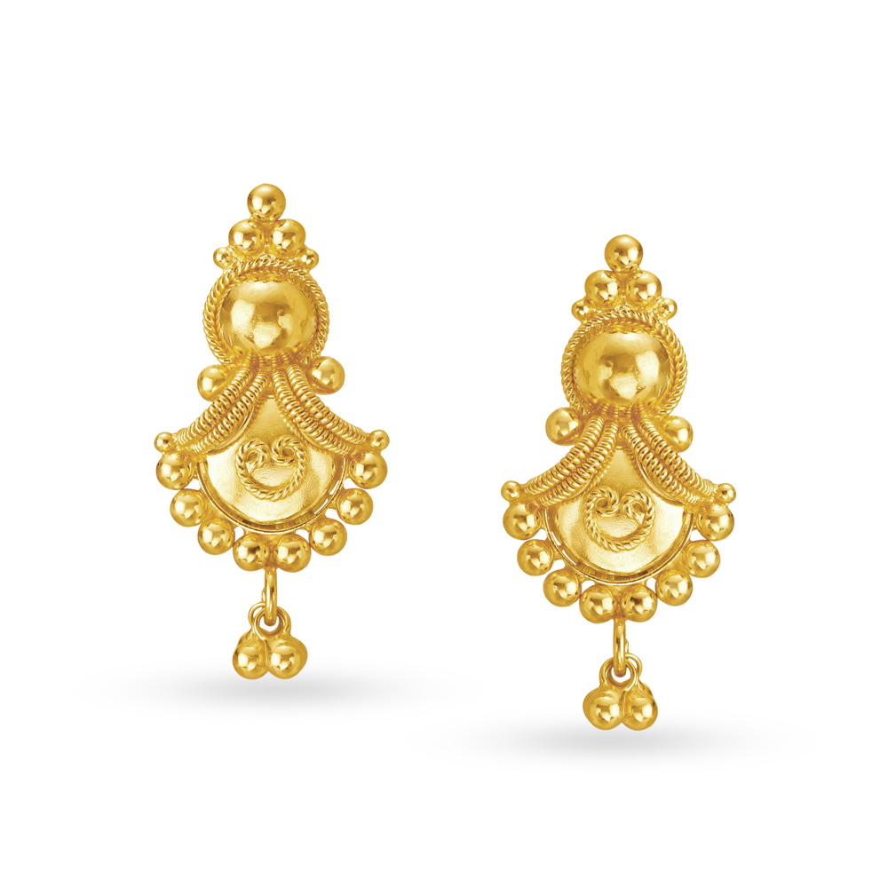 Traditional Fancy Graceful Gold Drop Earrings,,hi-res image number null