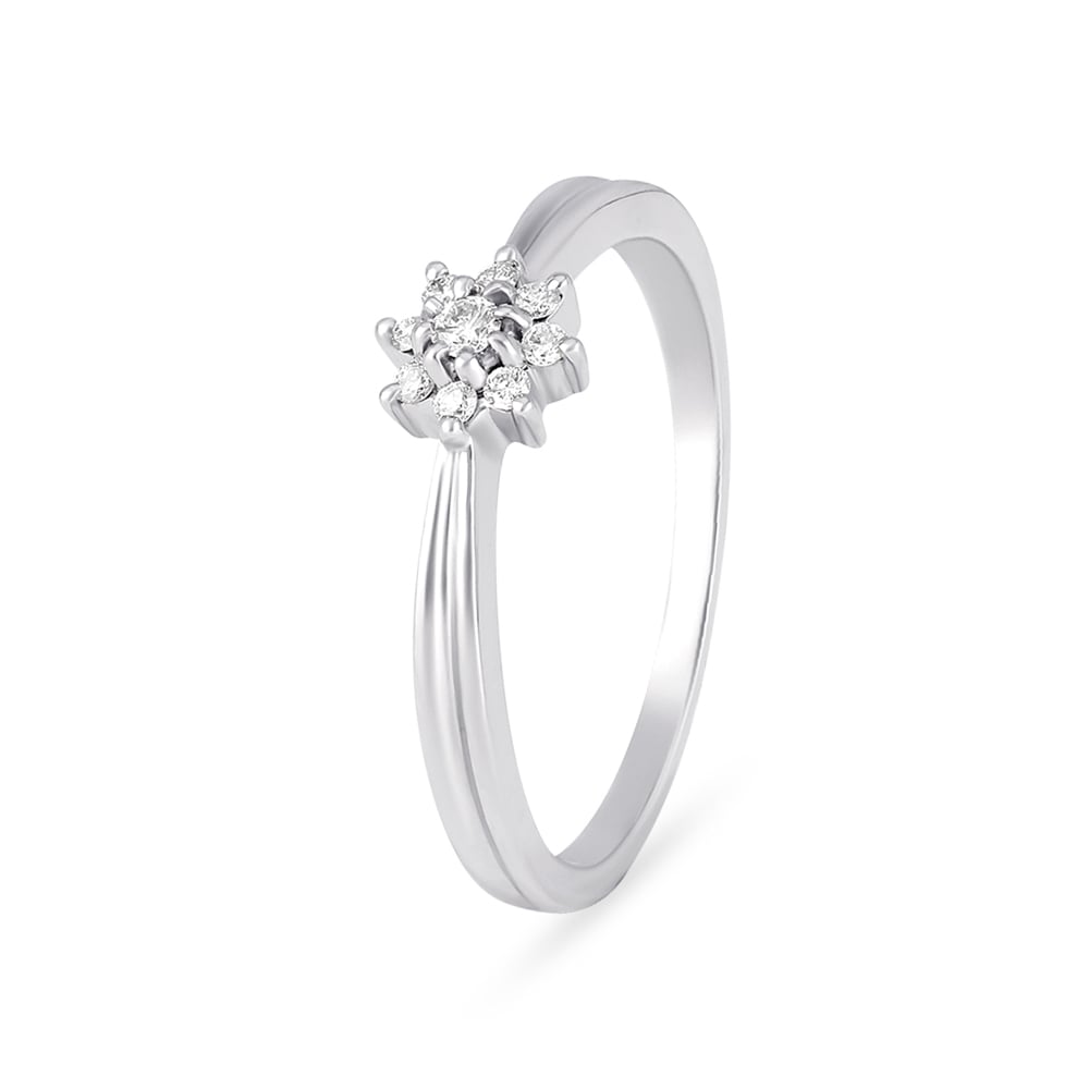 Dazzling 950 Karat Platinum And White Gold And Diamond Floral Ring