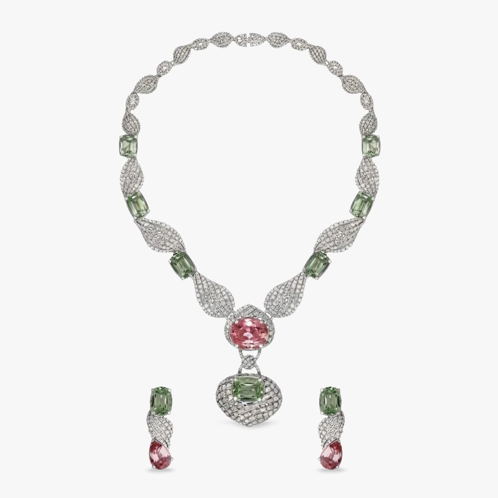 Verdant Halo Diamond Necklace Set,,hi-res image number null