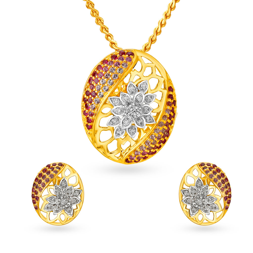 Valeria Floral Pendant Earrings Set,,hi-res image number null