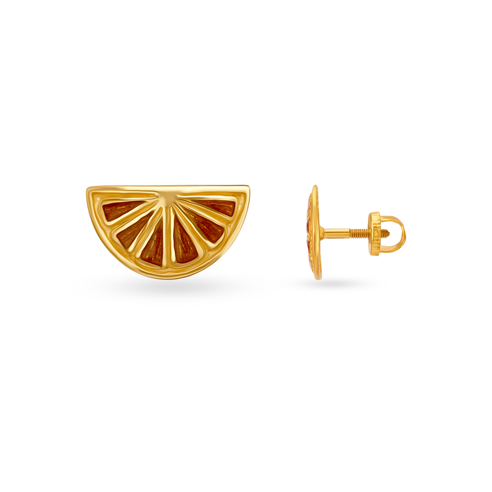 Lemon Emoticon Stud Earrings for Kids,,hi-res image number null