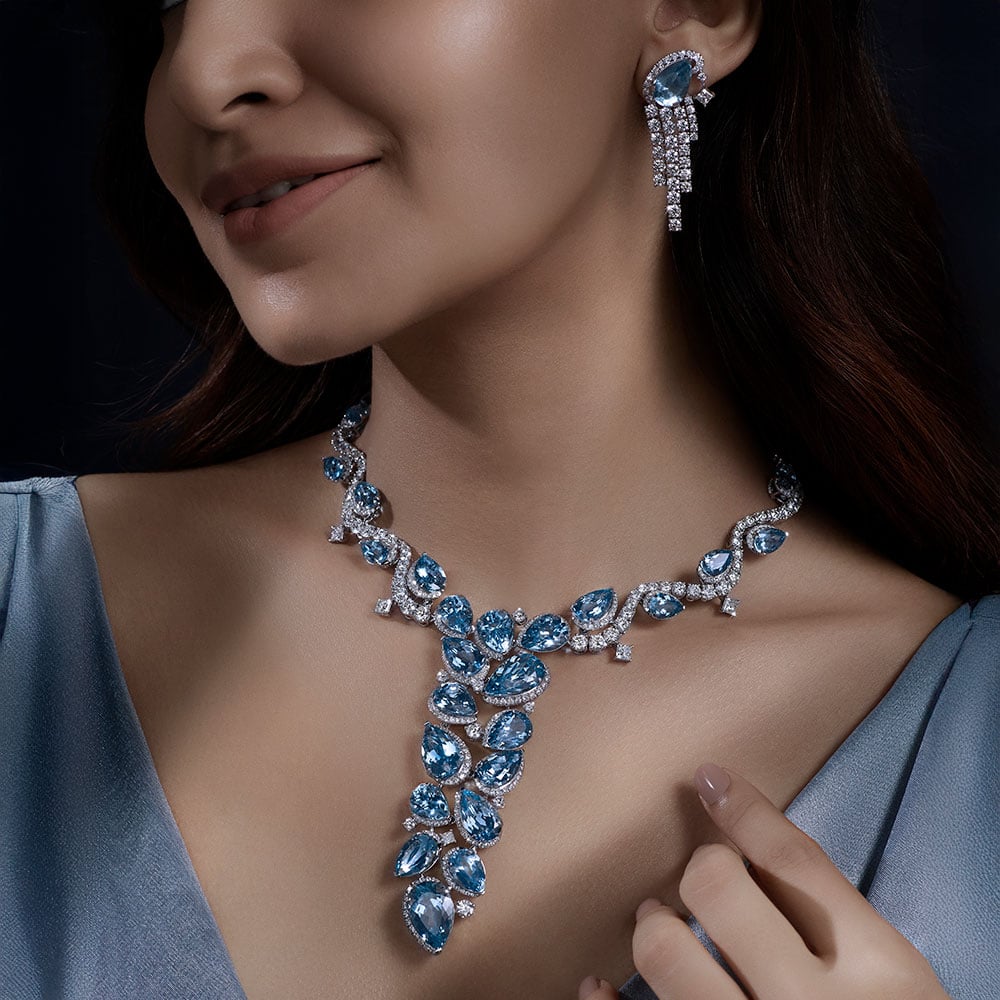 Moonfall Azure Diamond Necklace Set,,hi-res image number null