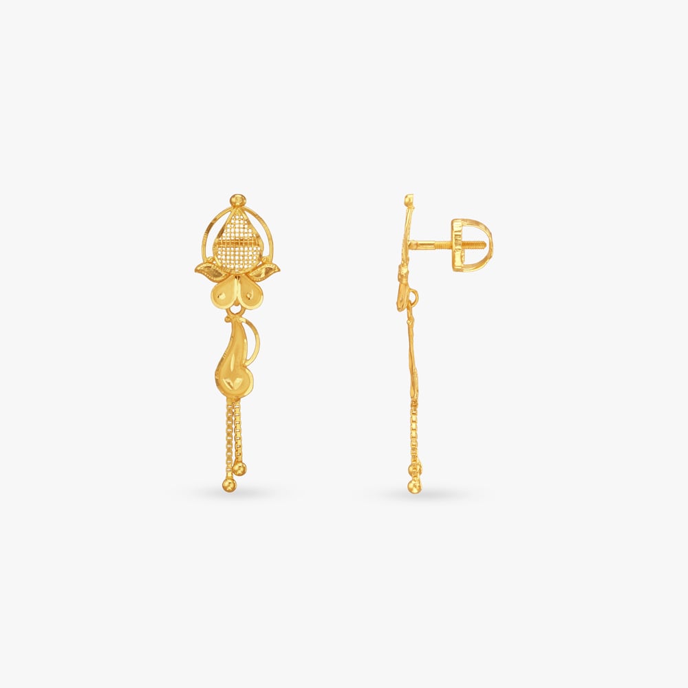 Lotus Bloom Gold Drop Earrings,,hi-res image number null