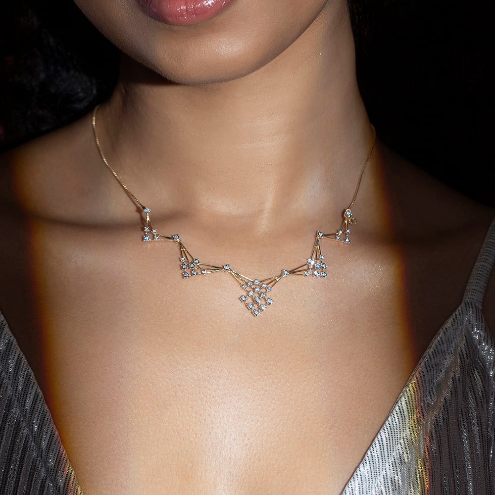 Sequin Shine Gold & Diamond Necklace,,hi-res image number null