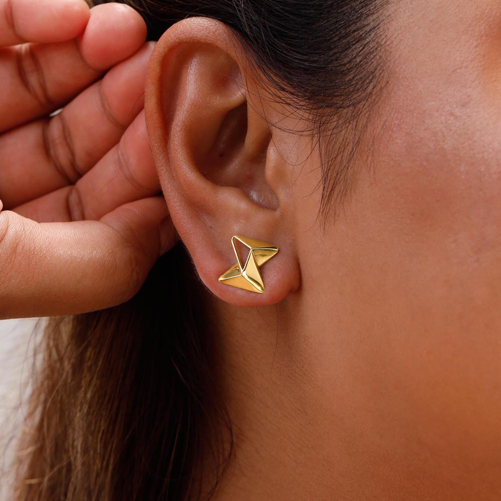Edgy Prism Gold Stud Earrings,,hi-res image number null