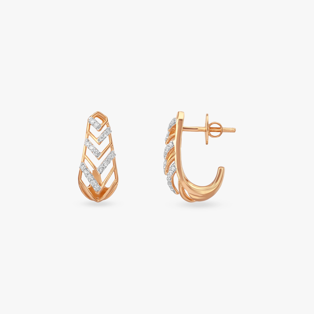 Chevron Radiance Diamond Hoop Earrings,,hi-res image number null