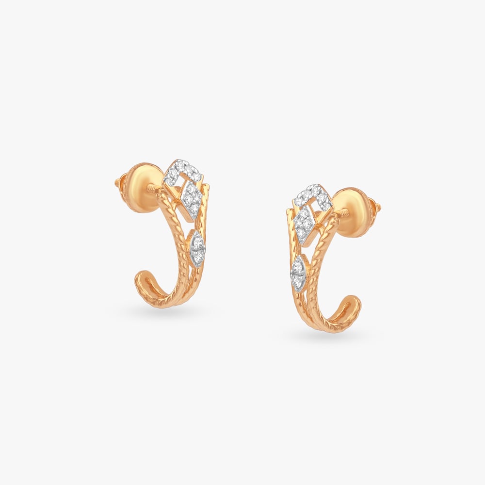 Geometric Crest Diamond Stud Earrings,,hi-res image number null