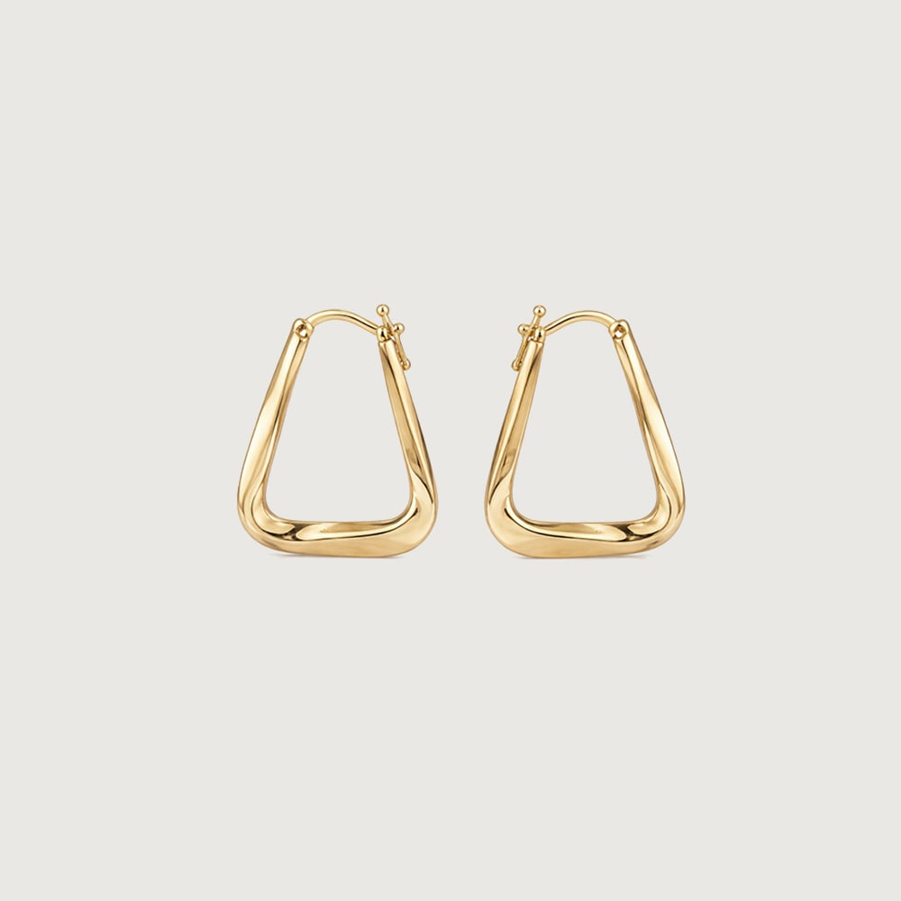 Sculpted Triangle Gold Hoop Earrings,,hi-res image number null