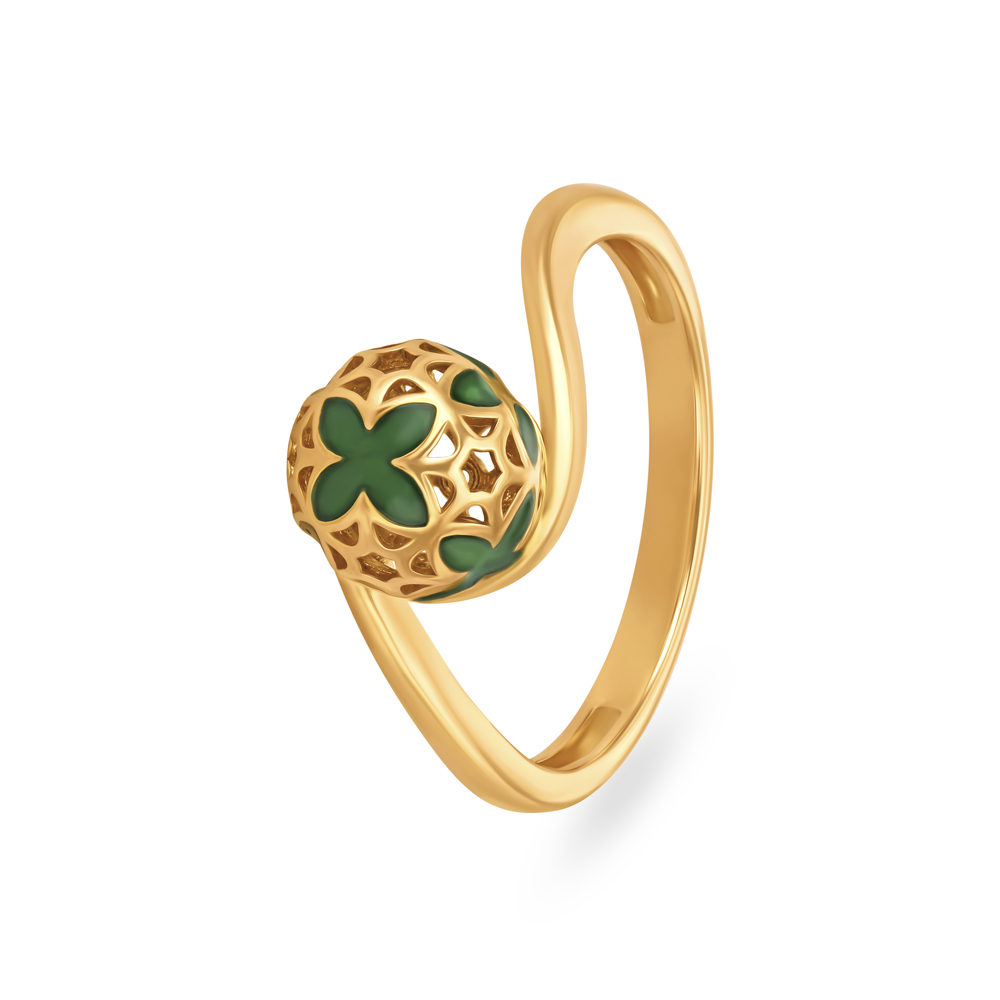 Floral Bead Gold Mesh Ring,,hi-res image number null