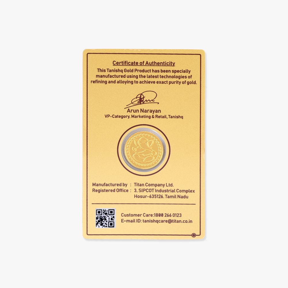 2 gram 24 Karat Gold Coin with Ganesha Motif,,hi-res image number null
