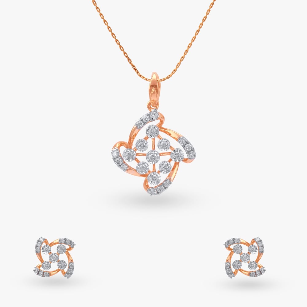 Rosalia Bloom Diamond Pendant and Earrings Set,,hi-res image number null