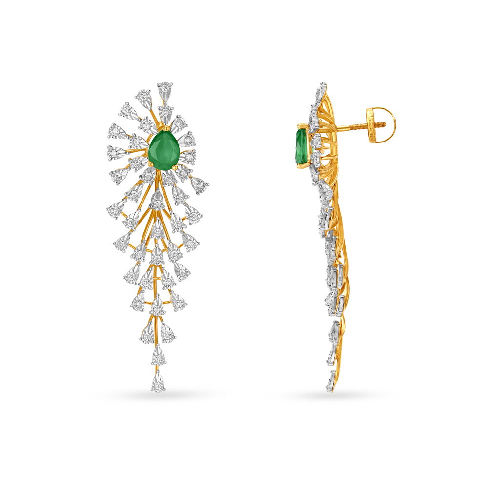 Luxurious Floral Diamond Drop Earrings,,hi-res image number null