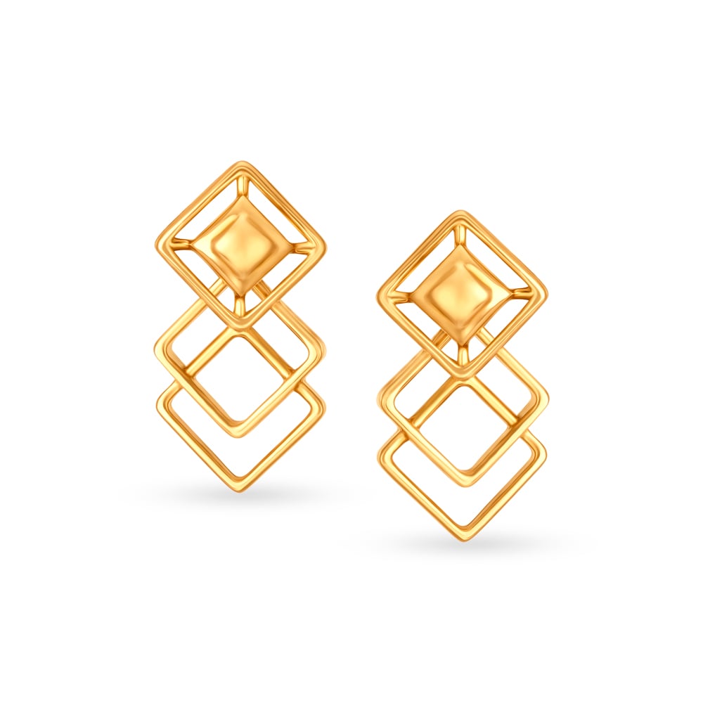 Contemporary Yellow Gold Rhombus Stud Earrings