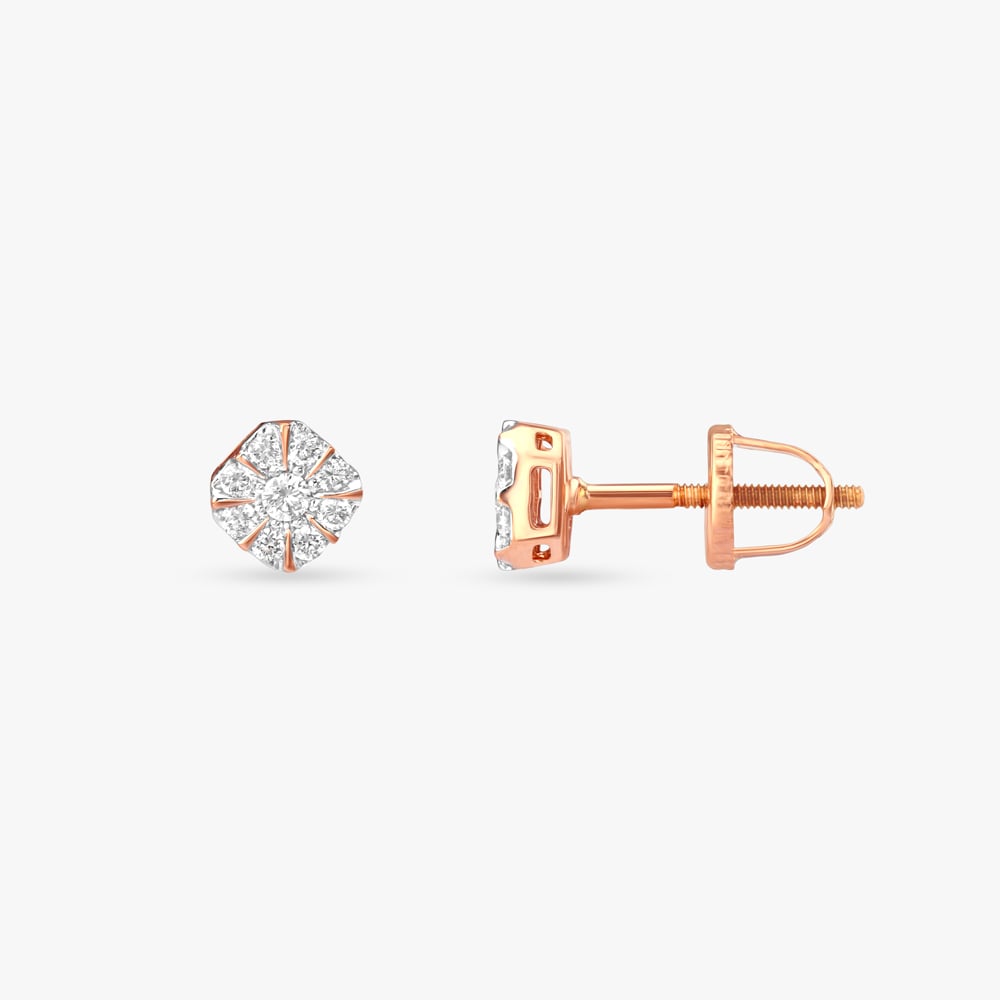 Square Halo Diamond Stud Earrings,,hi-res image number null