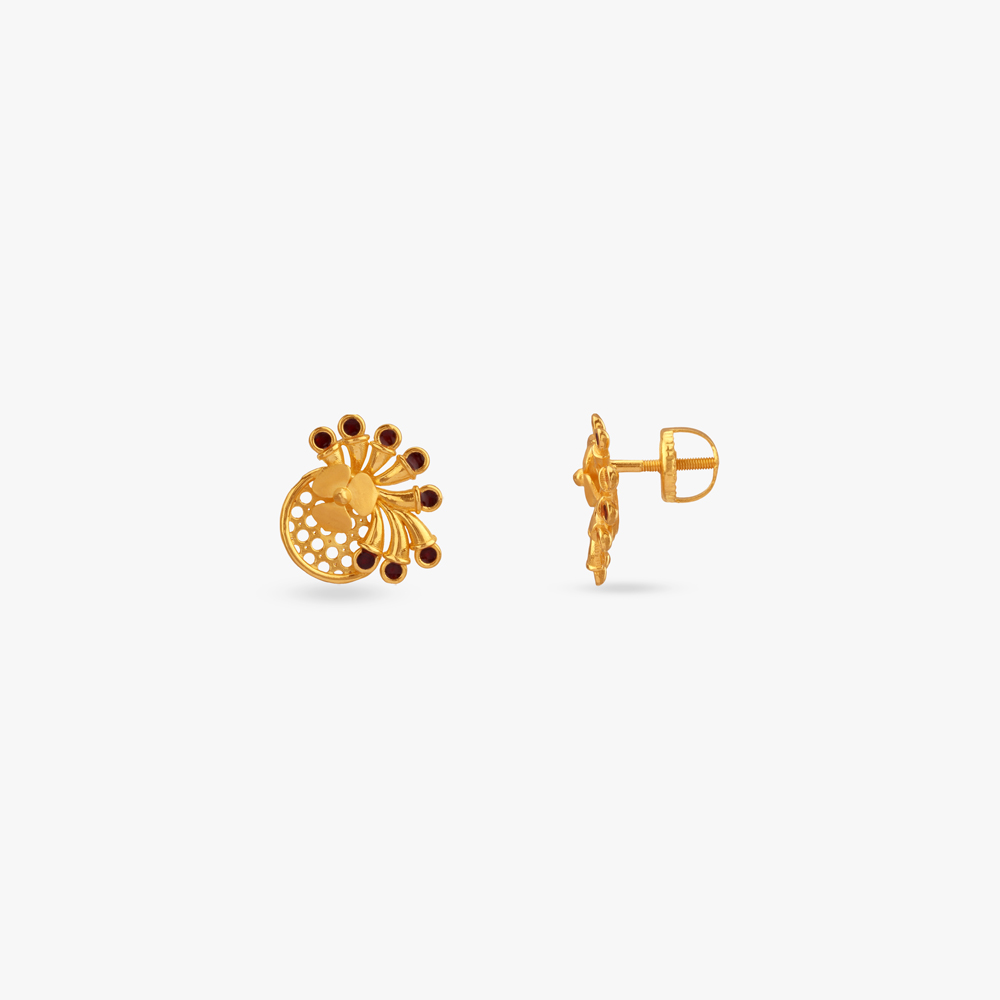 Radiant Flare Gold Stud Earrings,,hi-res image number null