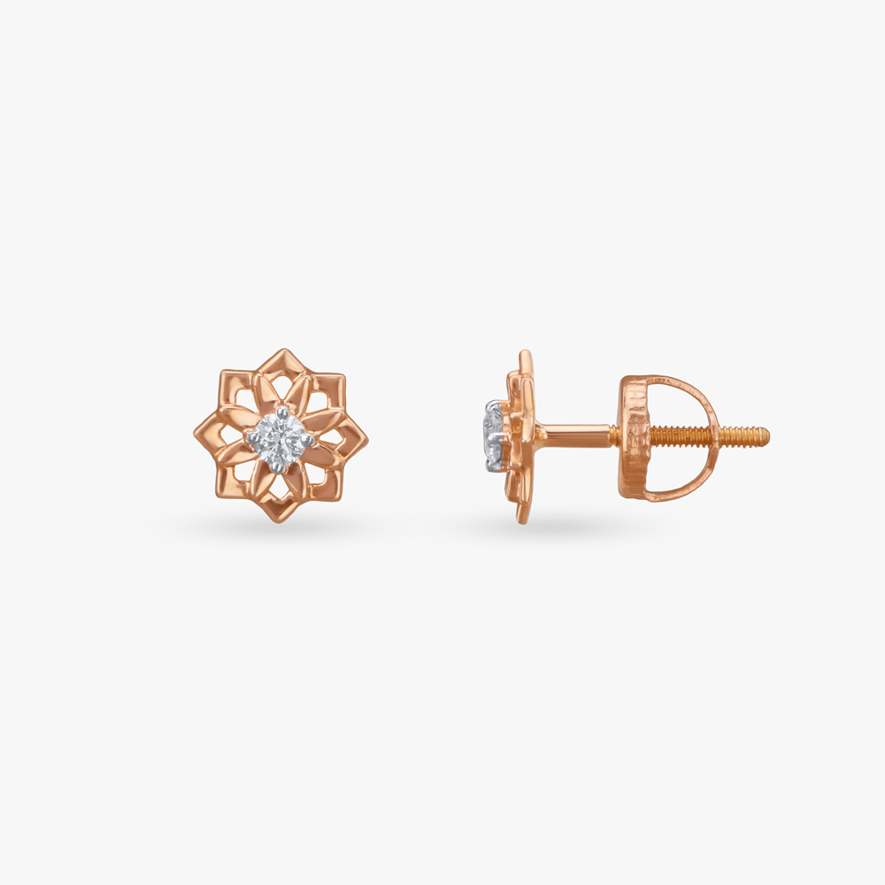Twinkling Petal Diamond Stud Earrings For Kids,,hi-res image number null