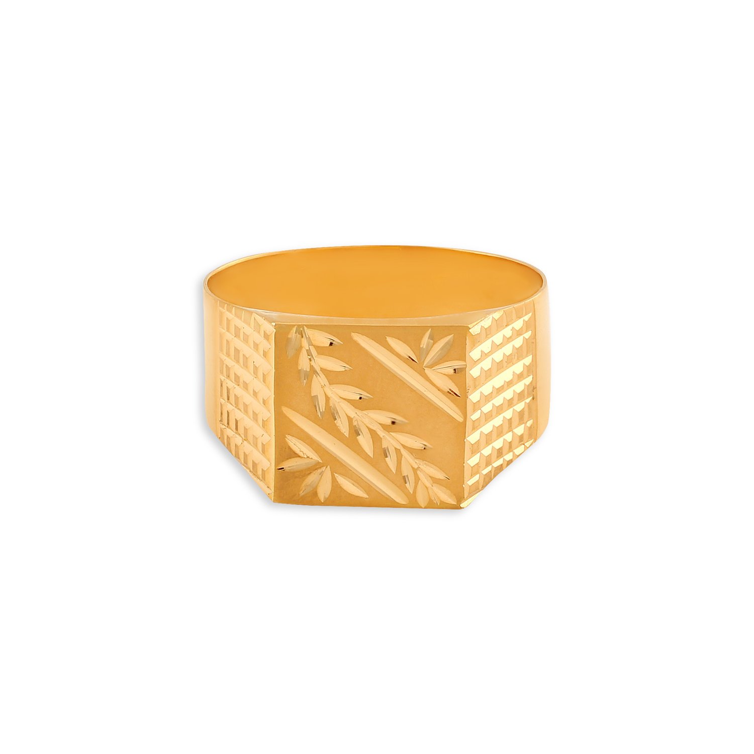 Square Leaf Gold Ring for Men,,hi-res image number null