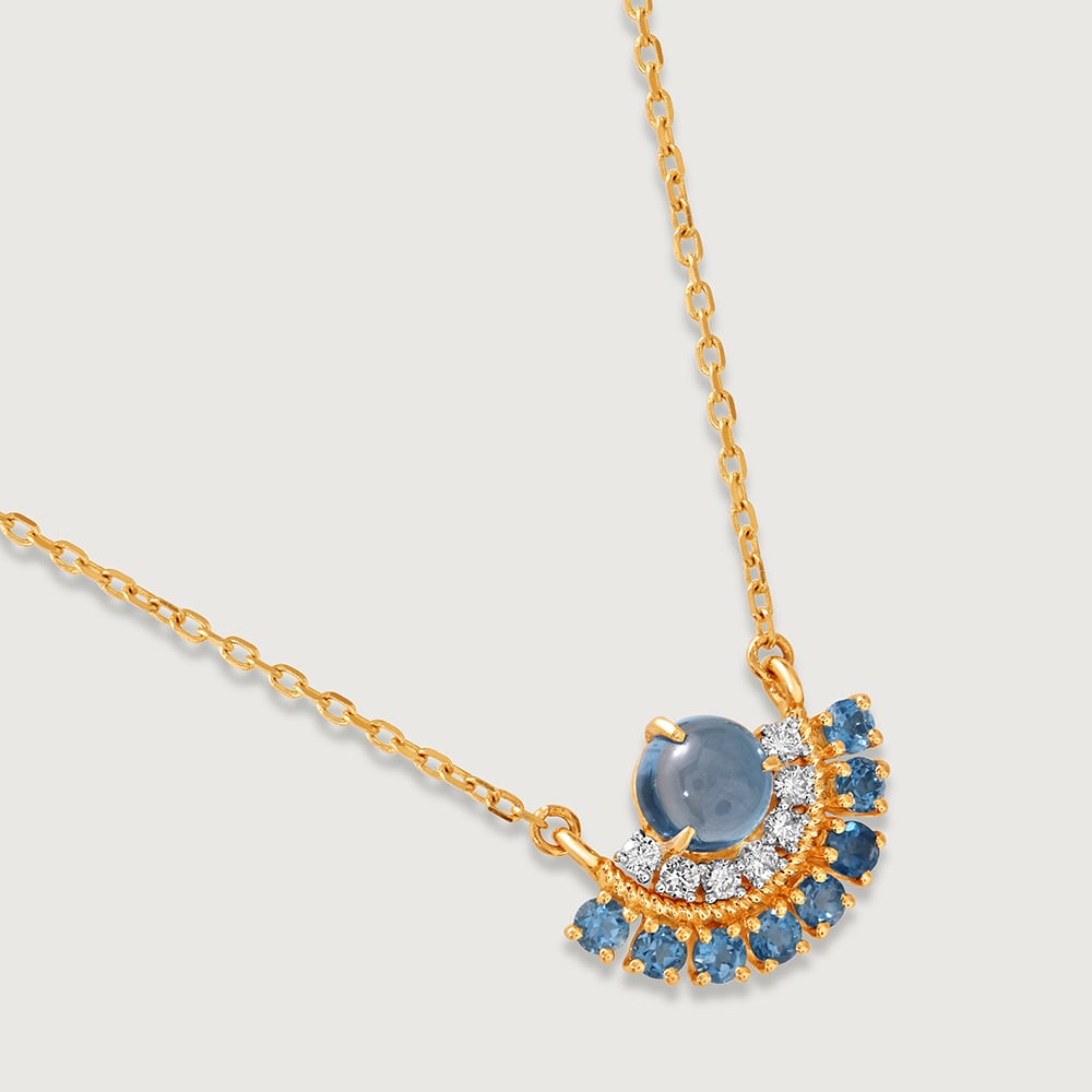 Bubbly Bliss 14KT Diamond & London Blue Topaz Necklace,,hi-res image number null