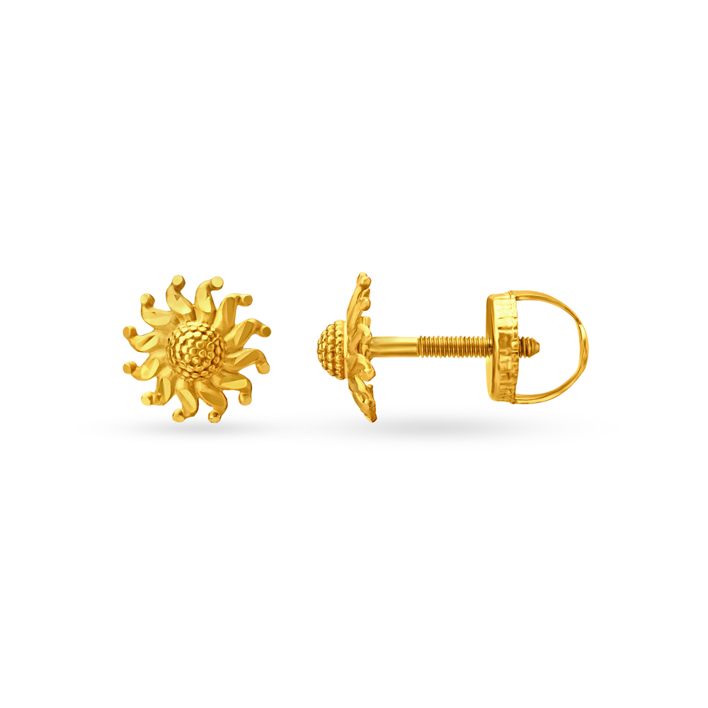 Artistic Yellow Gold Tiered Floral Jhumkas,,hi-res image number null