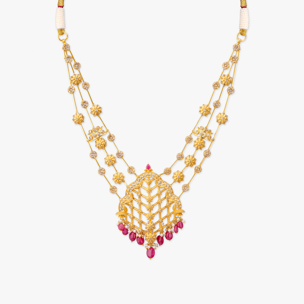 Mogra Trellis Gold Necklace Set,,hi-res image number null