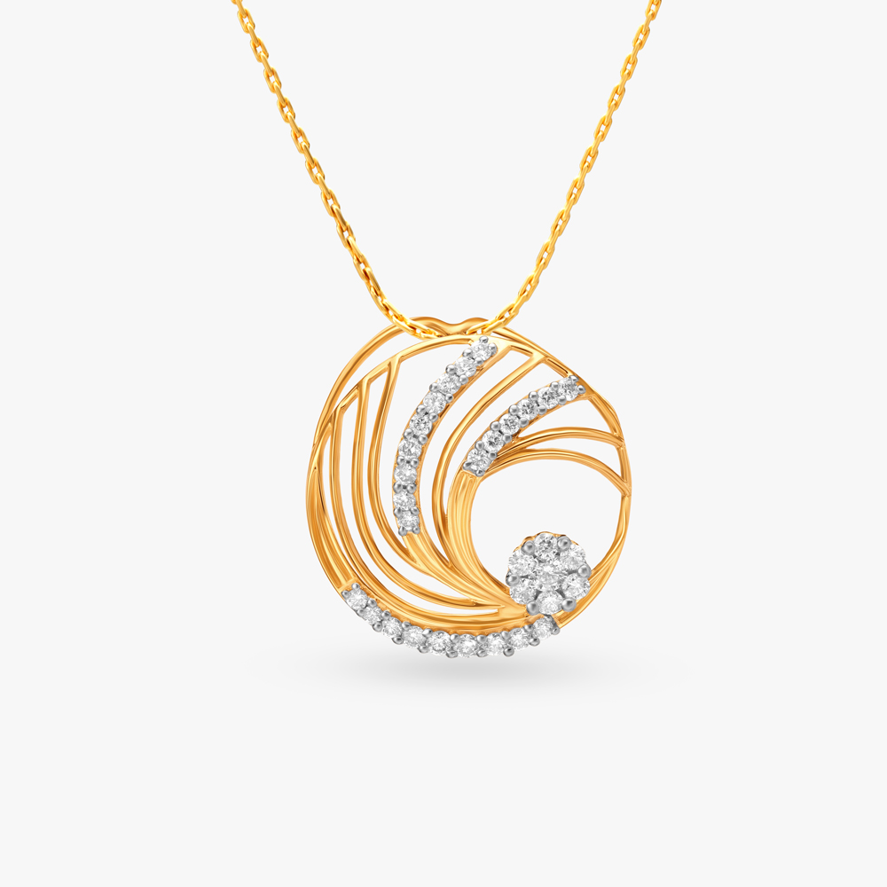Striking Round Gold and Diamond Pendant,,hi-res image number null