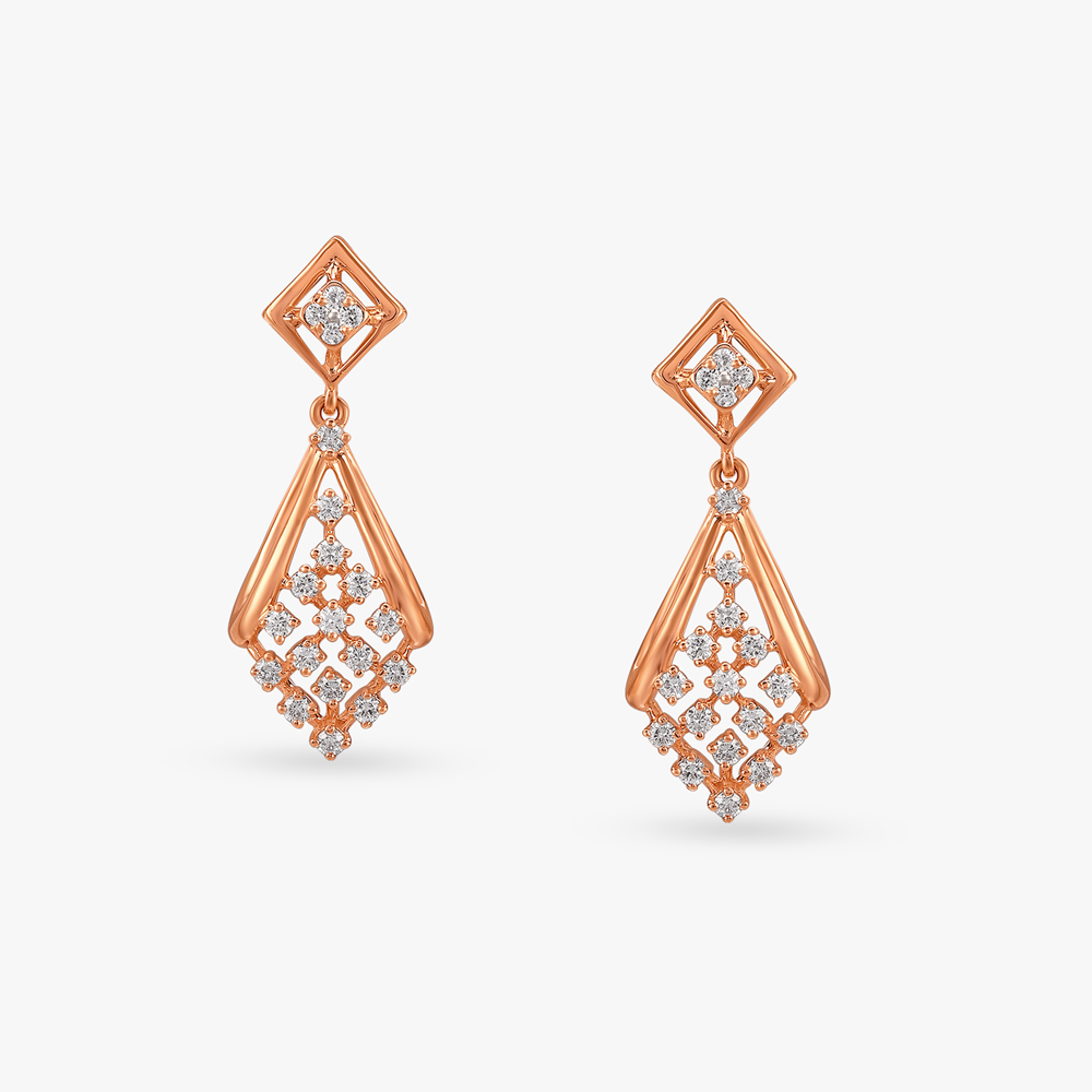 Glimmering Grid Diamond Drop Earrings,,hi-res image number null