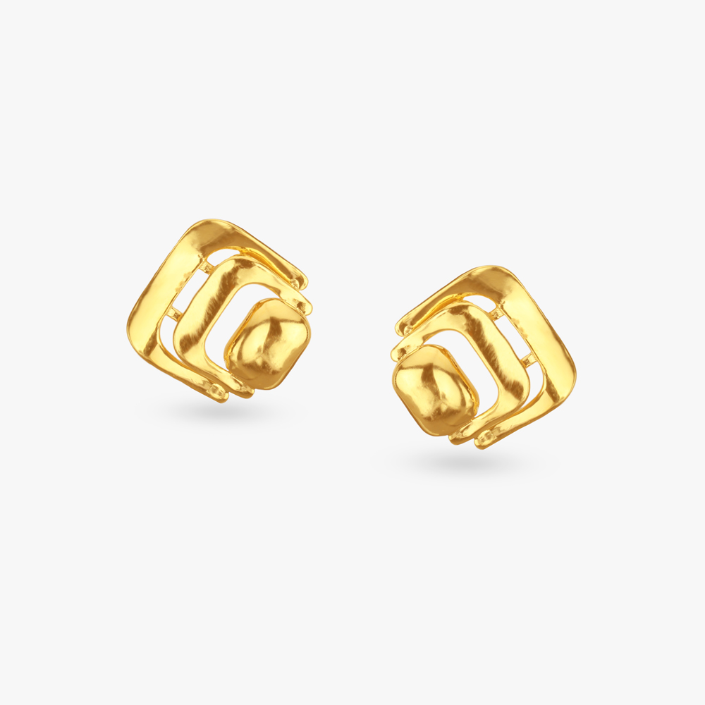 Sculptural Links Gold Stud Earrings,,hi-res image number null