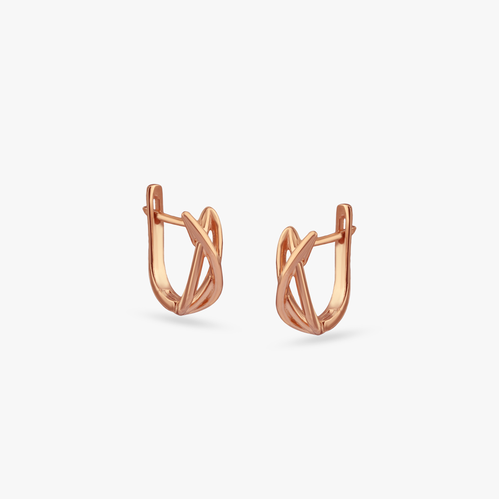 

Fluid Crossline Gold Hoop Earrings
