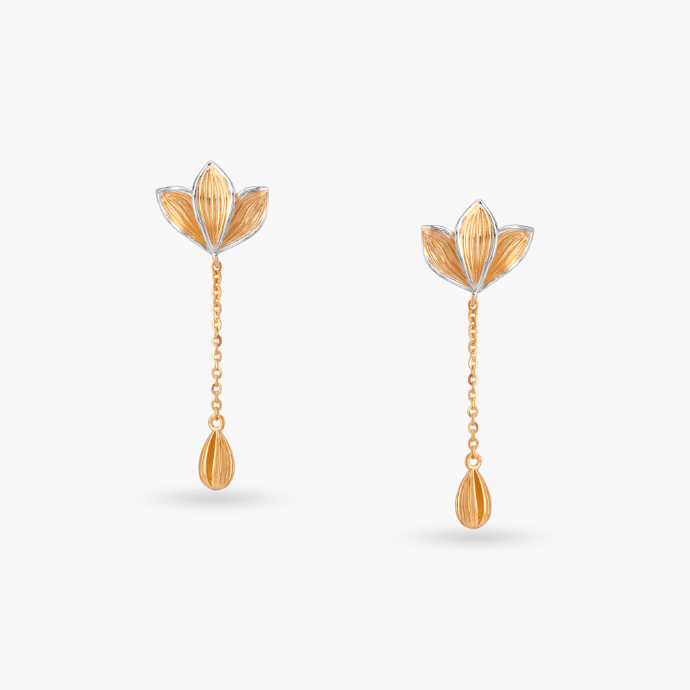 Lotus Bloom Gold Drop Earrings,,hi-res image number null