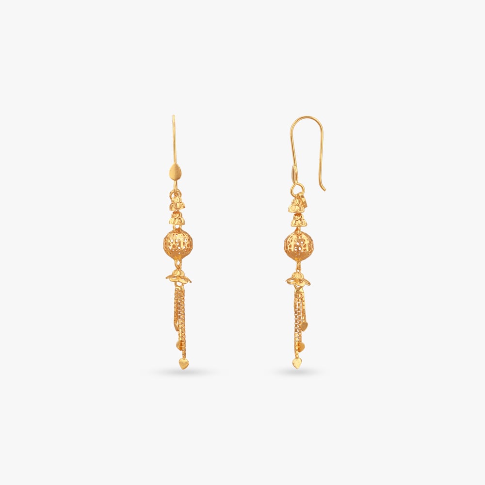 

Filigree Ball Gold Hoop Earrings