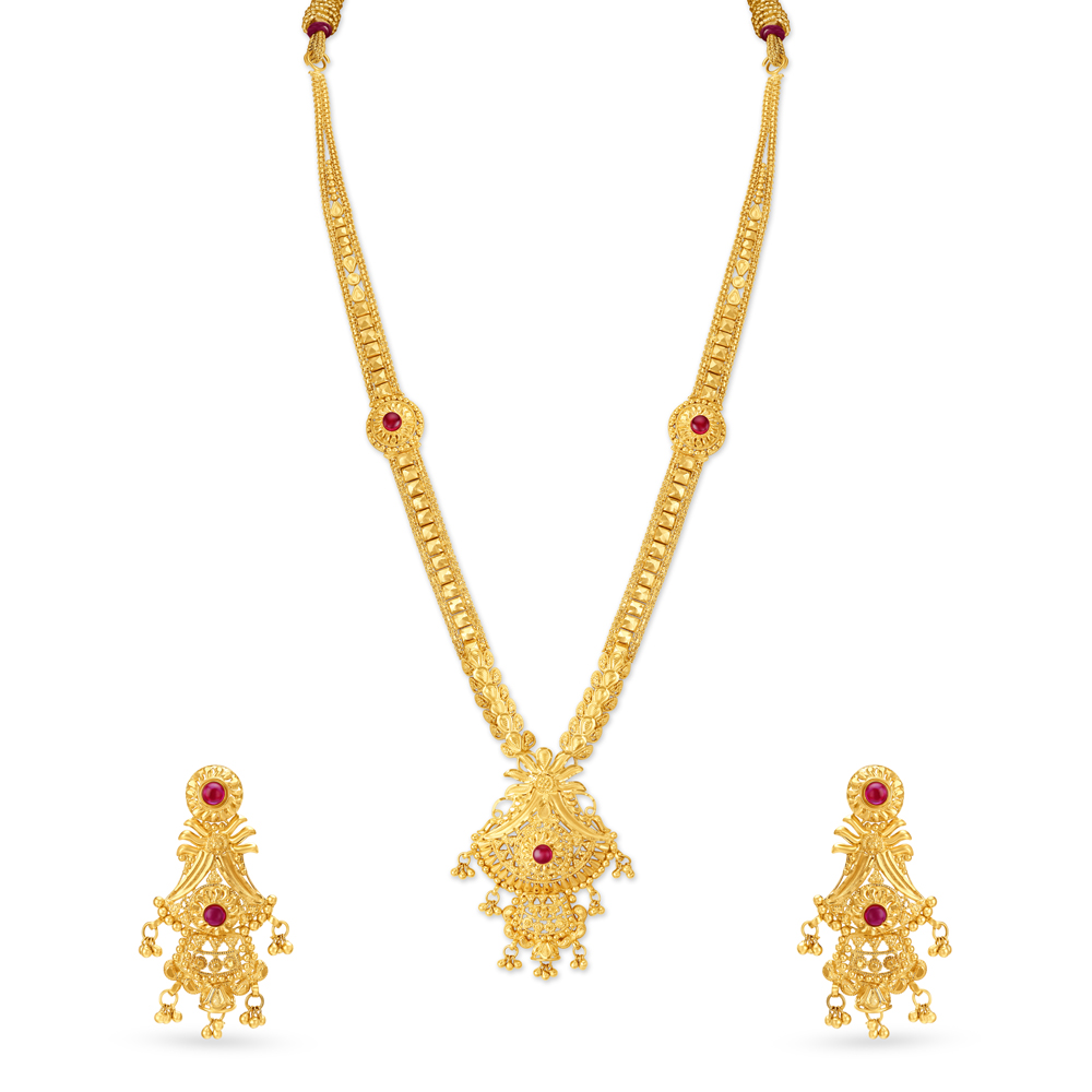Ravishing Gold Stamp Filigree Necklace Set,,hi-res image number null