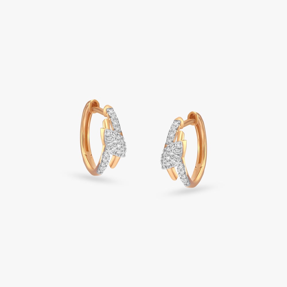 Knotted Sparkle Diamond Hoop Earrings,,hi-res image number null