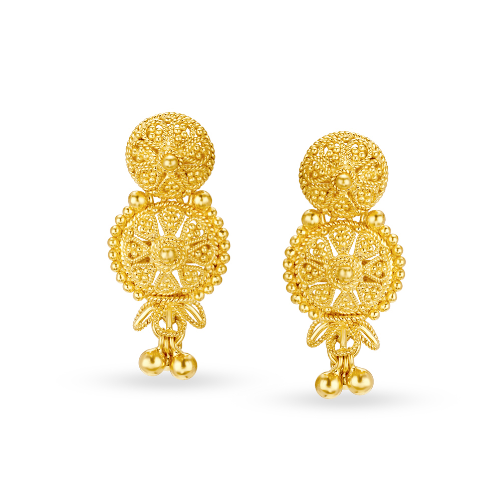 Lavish Yellow Gold Beaded Necklace and Earrings Set,,hi-res image number null