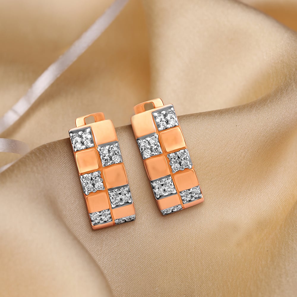 Block Diamond Hoop Earrings,,hi-res image number null