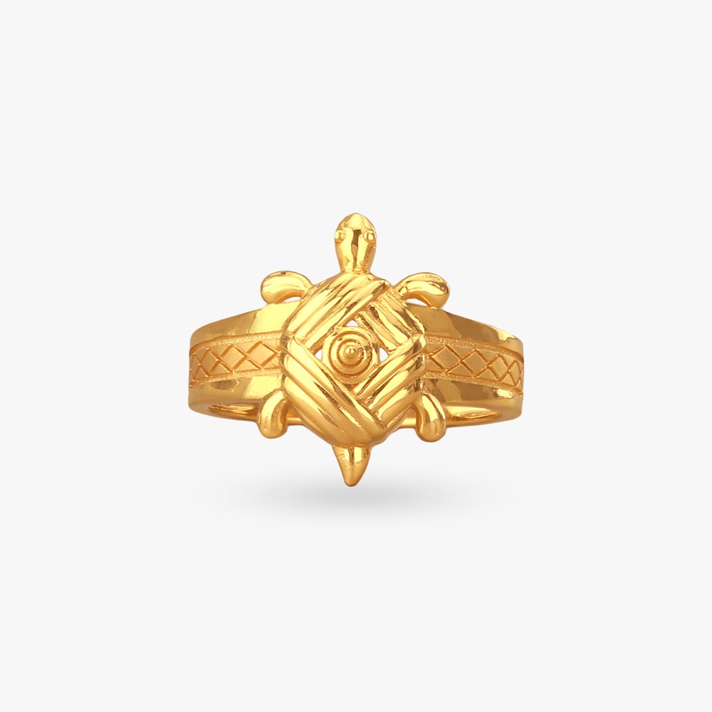 

Turtle Charm Gold Ring for Men