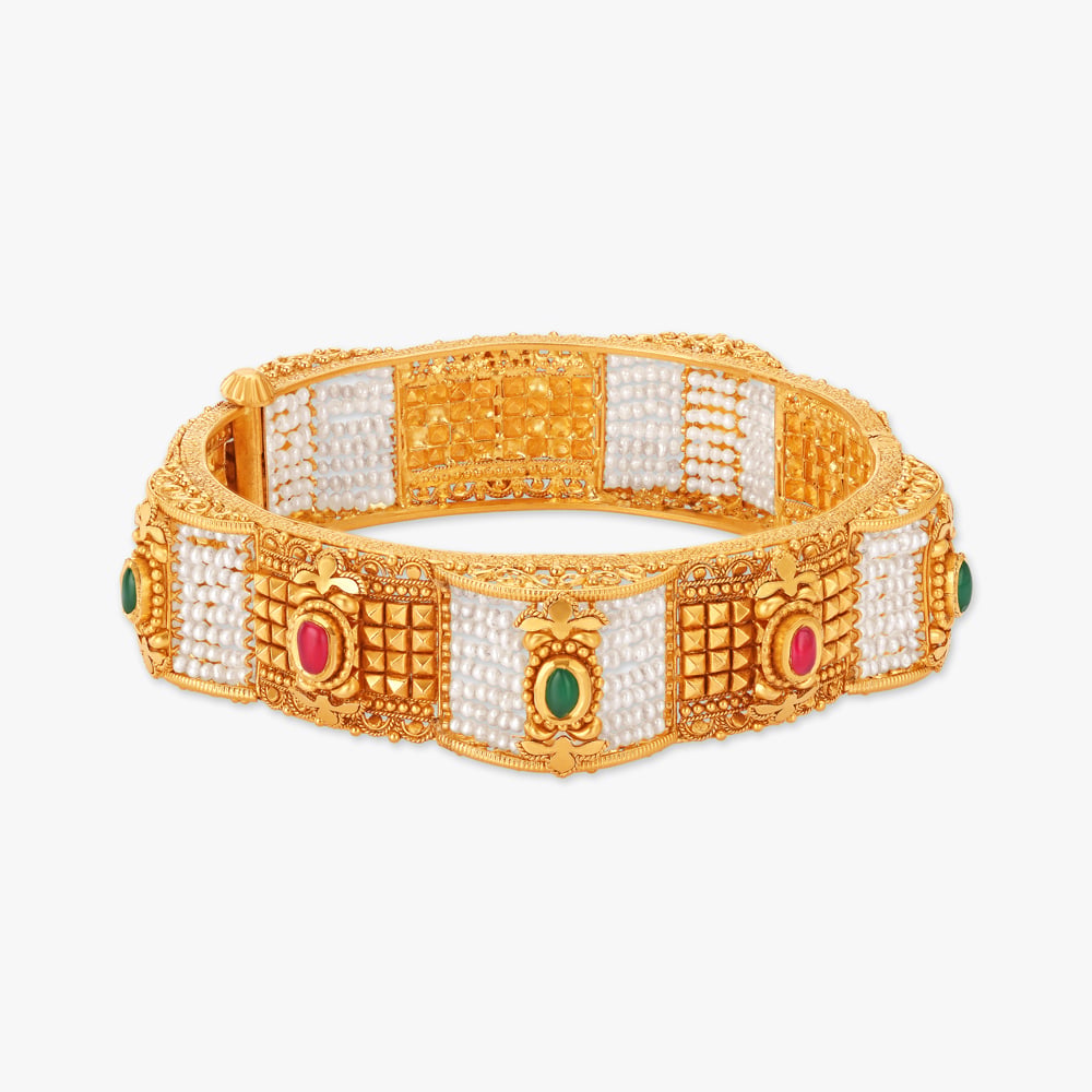 Intricate Floral Stamps Rawa Work Bangle,,hi-res image number null
