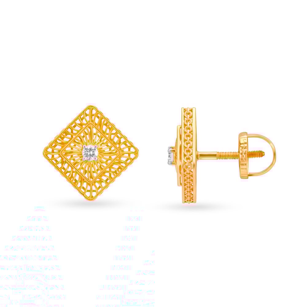 Pristine Geometric Diamonds Stud Earrings,,hi-res image number null