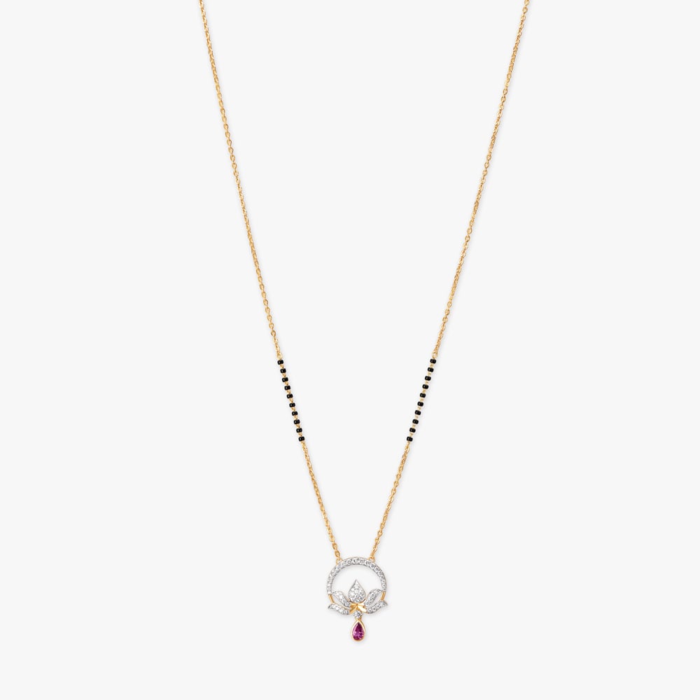 Serenity Lotus Diamond Mangalsutra,,hi-res image number null