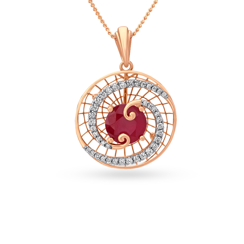 Swirling Circles Rose Gold and Diamond Pendant and Earrings Set,,hi-res image number null