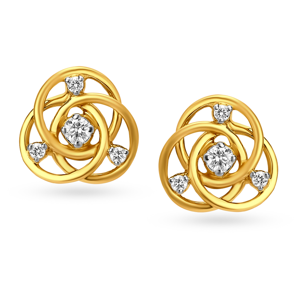 Timeless Spiral Gold and Diamond Stud Earrings,,hi-res image number null